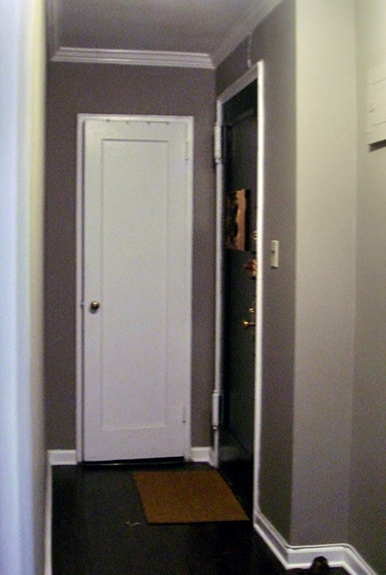 Painted Door and Framed Peep Hole! Entryway Before and After - >> joeandcheryl.com <<